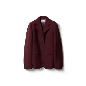 Однобортный жакет из мохера козленка MIU MIU, красный амарант/кукурузный желтый