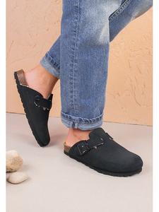 Сабо billowy Leder-Clogs, черный