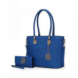 Женская сумка-тоут Vanessa с кошельком на запястье, набор из цельной веганской кожи и сумочки от Mia K MKF Collection By Mia K., синий