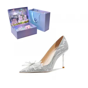 ROBINHOOD Эксклюзивные туфли на высоком каблуке Castle с 3D подарочной коробкой серебристого цвета, цвет Silver[Dream Castle Exclusive 3D Gift Box]