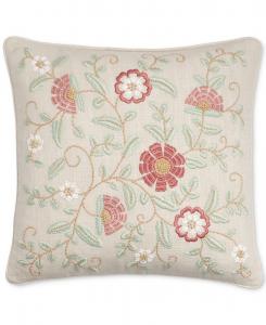 Декоративная подушка с вышитыми цветами, 45 см x 45 см, Charter Club, цвет rosewood