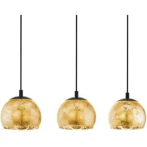 Подвесной светильник EGLO «ALBARACCIN», 3 лампочки, лампа E27 | без лампочки, черный / Д78 x В110 x Ш19 см / подвесной светильник / обеденный стол / для гостиной