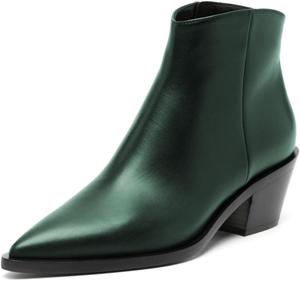 Женские ботильоны Zszszsu с заостренным носком, на молнии, с массивным каблуком, для бизнеса, офиса, вечеринок, формальные ботильоны, размер 4-16 US, Dark Green