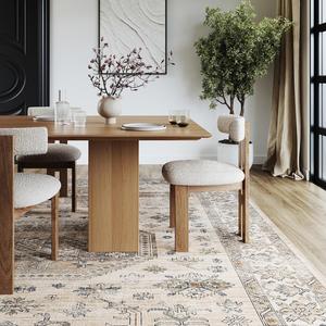 Ковер nuLOOM, 122 x 183 см, с моющейся в стиральной машине поверхностью Waterproof Spill Proof, противоскользящей основой и устойчивостью к пятнам для гостиной, спальни, кухни, столовой, Darby Ivory