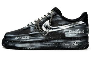 Nike Кроссовки Air Force 1 Gothic Phantom Knight в металлическом стиле с нескользящей подошвой, износостойкие, унисекс, черно-белые