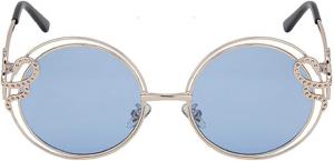 Большие круглые солнцезащитные очки для женщин 2024 года, роскошные солнцезащитные очки в металлической оправе для женщин, модные очки с защитой от УФ-излучения 1999 года Melrose, Blue