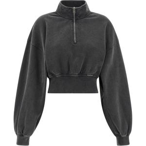 Высокий ворот укороченный свитшот Alexander Wang, серый