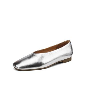 BOERDIQI Женские повседневные туфли-лодочки серебристые с кожаной стелькой, цвет Silver (Cow Leather Insole)