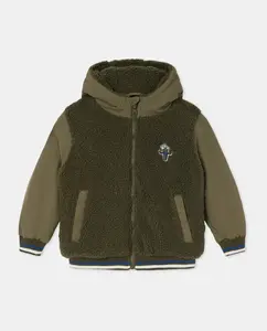 Детская гладкая куртка с мехом Kids El Corte Inglés, темно-зеленый