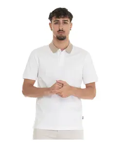 Рубашка-Поло с контрастным воротником и логотипом. Hugo, белый