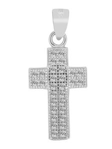 Adeliás Женский кулон - Крест. Кулон в виде креста из серебра 925 пробы с кубическим цирконием в серебряной оправе