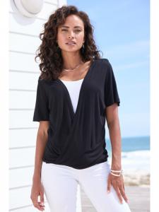 Рубашка с короткими рукавами в черно-белом цвете LASCANA