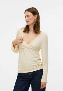 Топ MAMALICIOUS NORMAL GESCHNITTEN V-AUSSCHNITT, Birch/Beige