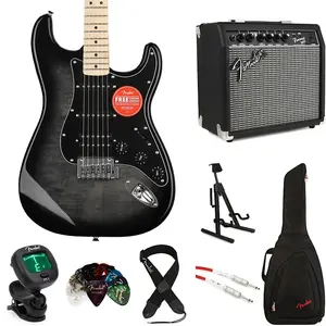 Электрогитара Squier серии Affinity Stratocaster и комплект с усилителем Fender Frontman 20G - Black Burst с грифом из клена