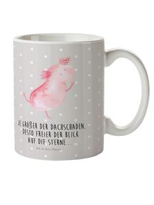 Детская кружка с изображением танцующего аксолотля и надписью в пастельно-сером цвете Mr. & Mrs. Panda