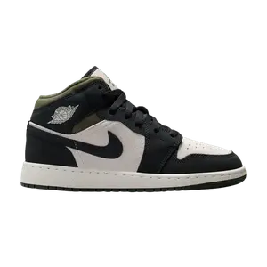Кроссовки Air Jordan 1 Mid SE GS, Medium Olive Off Noir