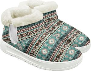 Quxjehoe Женские зимние ботинки для снега, утепленные, для улицы и дома, ботильоны до щиколотки, противоскользящие, для зимних прогулок, белая подошва, размер 6-13,5