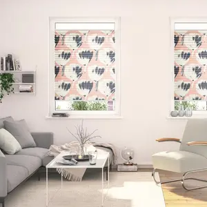 Плиссе Klemmfix, без сверления, затемняющее, Jumbo Flowers на лососевом затемняющее, свободно свисающее Lichtblick Original, Rot + weiß + weiß