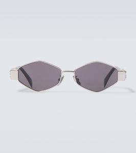 Триумф Metal 02 шестиугольные солнцезащитные очки Celine Eyewear, Shiny Palladium / Smoke
