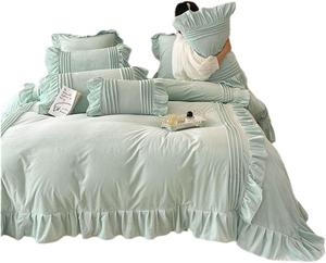 Generic Комплект постельного белья с рюшами и вельветовым пододеяльником