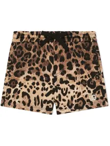 Спортивные шорты с леопардовым принтом Dolce & Gabbana Kids, коричневый
