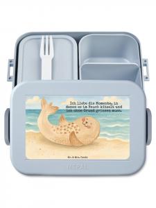 Mr. & Mrs. Panda Дизайн шезлонга Bento Box Seal с надписью, пастельно-голубой цвет