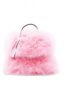 Сумка-тоут с пряжкой и перьями Moschino, розовый