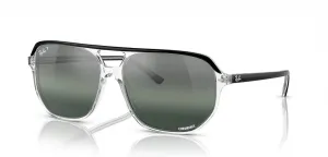 Солнцезащитные очки Ray-Ban унисекс для взрослых Rb2205 Bill One Square, Black on Transparent/Clear Gradient Dark Blue Polarized