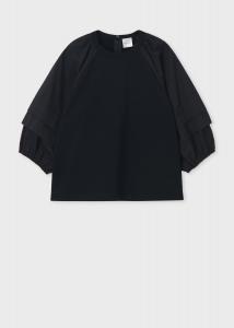 Женский комбинированный топ с отложными рукавами Paul Smith, цвет Black