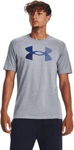 Мужская футболка Under Armour с коротким рукавом и большим логотипом, (035) Steel Light Heather/Black/Team Royal
