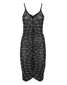 Платье-миди из тюля со стразами и монограммой PHILIPP PLEIN, черный