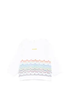 Свитшот с круглым вырезом и зигзагообразным узором Missoni Kids, белый