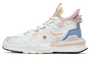 QIAODAN Женские спортивные повседневные туфли с защитой от скольжения, износостойкие, средней высоты, белые, розовые