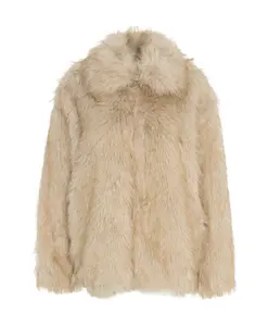 Бежевое пальто из искусственного меха, осень-зима 2025 Liu Jo, бежевый