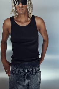 Майка в рубчик облегающего кроя H&M, черный