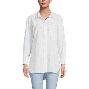 Женская рубашка-туника на пуговицах большого размера Lands End No Iron Lands' End, белый
