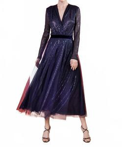 Микросеквенная вуалевая юбка в величественном синем Talbot Runhof