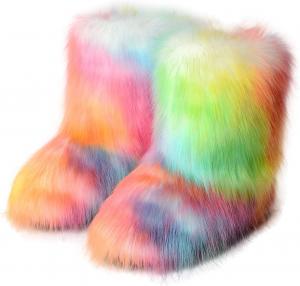 Женские ботинки LVCOMEFF из искусственного кроличьего меха с меховой подкладкой, больших размеров, пушистые, мягкие, зимние, 2021, на плоской подошве, Multicolored