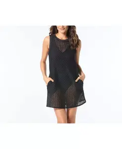 Женское платье-накидка с фактурной отделкой Beach House Sport, черный