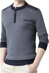 Мужской свитер с круглым вырезом и полузастежкой