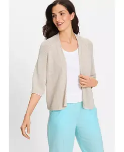 Женский кардиган из ленточной пряжи с открытым передом Olsen, коричневый/бежевый