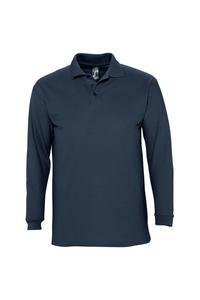 Рубашка поло из хлопка пике с длинными рукавами Winter II SOL'S, темно-синий