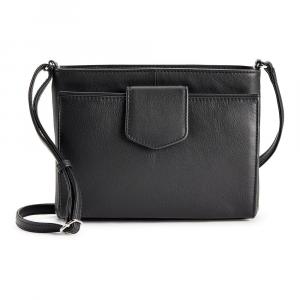 ili Кожаная сумка-органайзер через плечо с заостренным язычком и блокировкой RFID Ili, черный