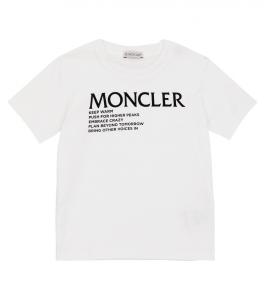 Хлопковая футболка с логотипом Moncler Enfant, белый