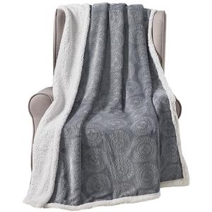 Декоративное супермягкое одеяло Caesar Sherpa для сна/декора Plazatex, серый