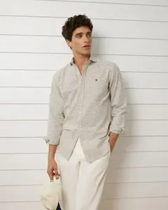 Мужская спортивная рубашка с горизонтальной полосой на кармане темно-синего цвета Silbon, темно-синий