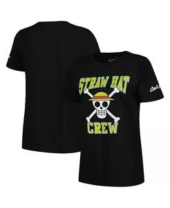 Женская черная цельная соломенная футболка с рисунком экипажа Ripple Junction, черный