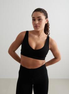 AIM'N Женский спортивный бюстгальтер для йоги с глубоким вырезом, бесшовный, черный