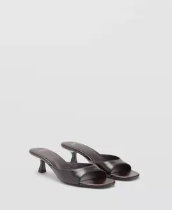 Женские босоножки на каблуке kitten heel Mango, коричневый