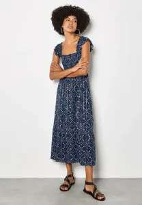 Платье в полдень с цветочным принтом в народном стиле Apricot, Navy